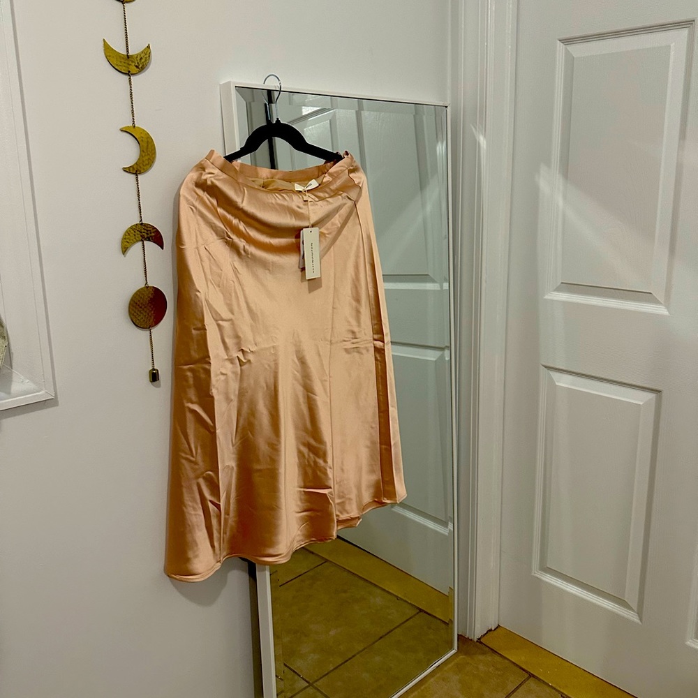 Brand new satin skirt peach midi